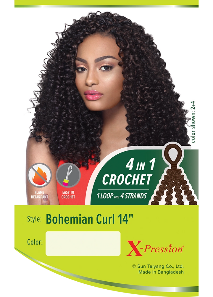 Outre Synthetic Hair Crochet Braids X-Pression Braid 4 In 1 Loop Bohemian Curl 14"