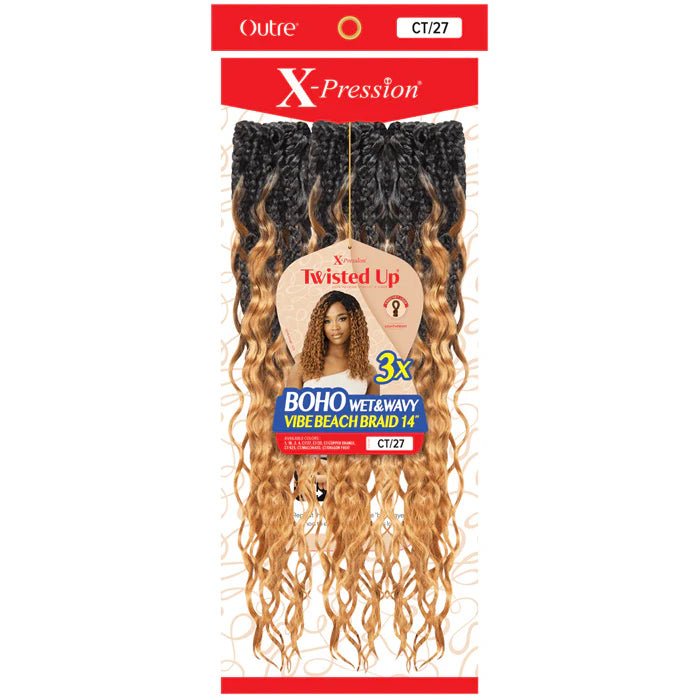 Outre X - Pression Twisted Up Pre - Loop Crochet Braid - Boho Wet & Wavy Vibe Beach Braid 14” 3X - Braids and Wigs