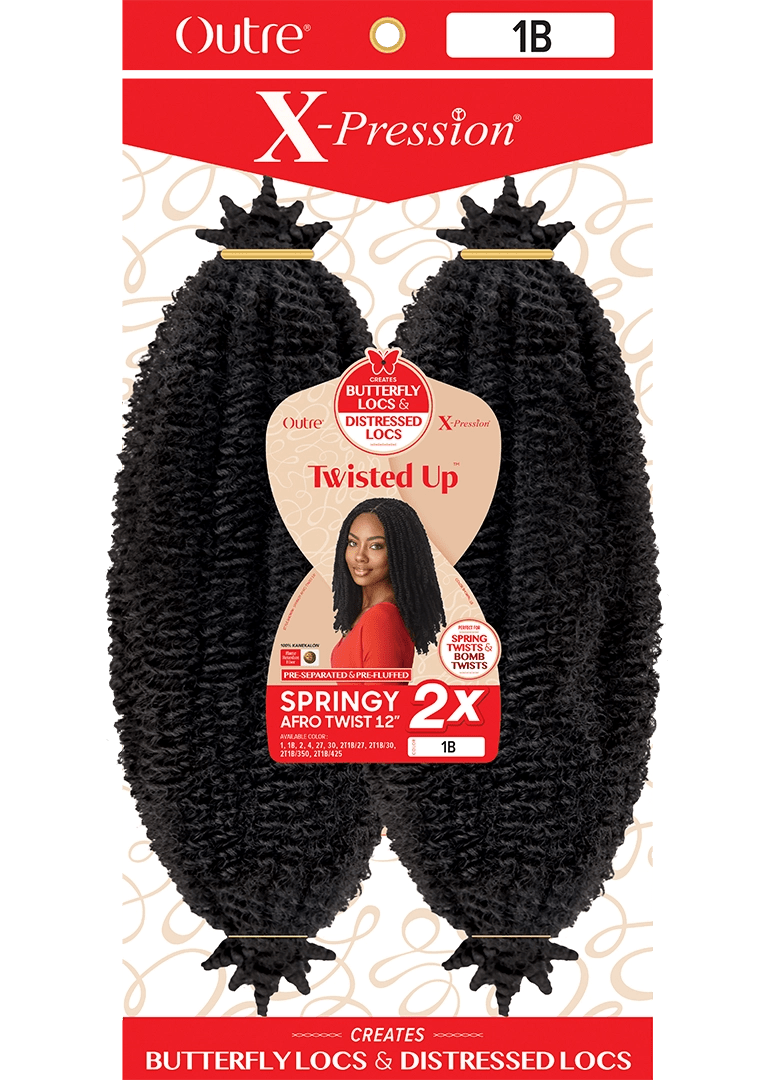 Outre X - Pression Twisted Up Crochet Braid - 2X Springy Afro Twist 12" - Braids and Wigs
