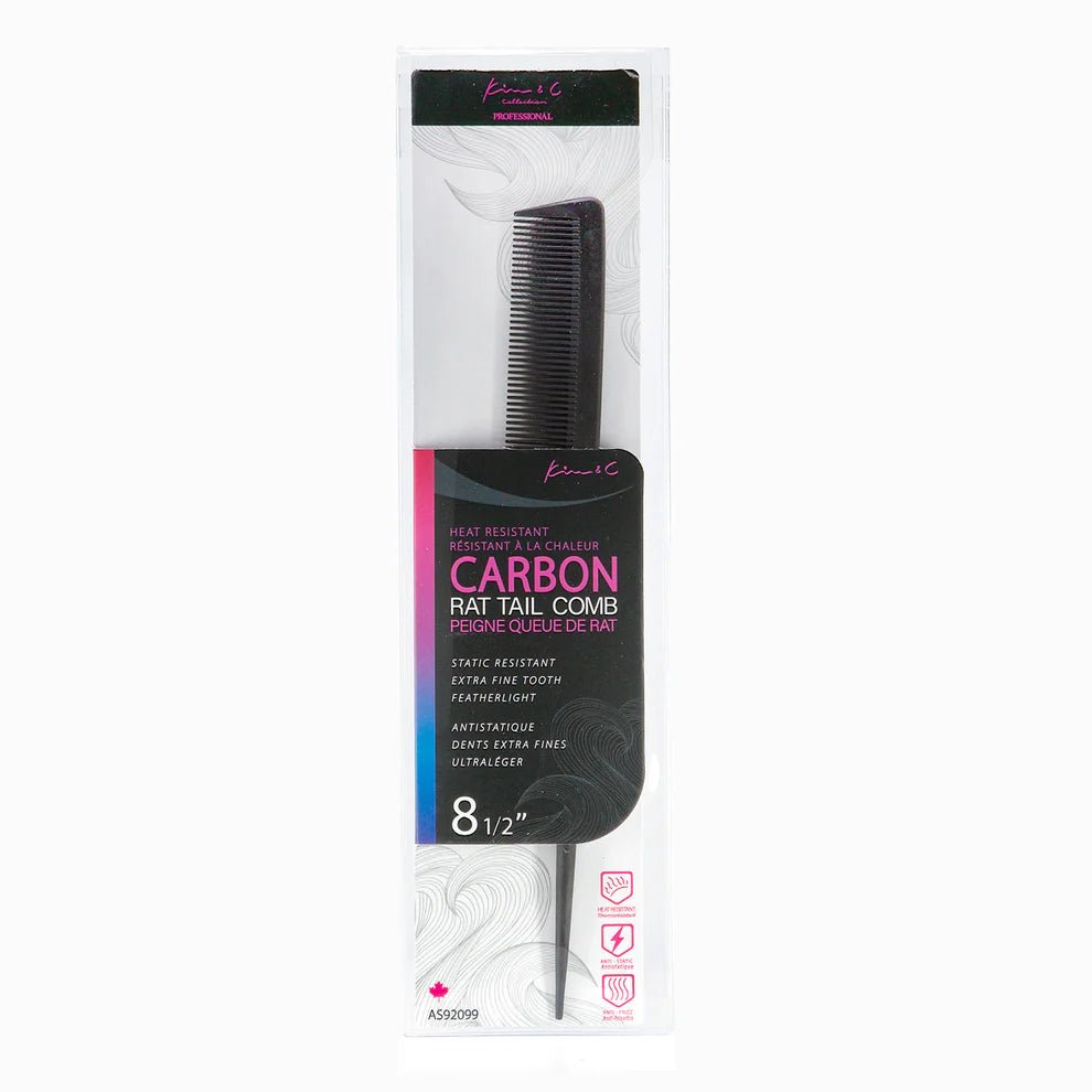 Kim & C Carbon Rat Tail Comb 8 1/2 inch - Braids and Wigs