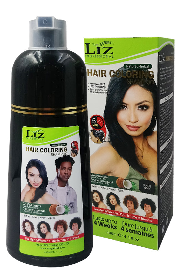 Liz Hair Coloring Shampoo - Black (400 ml)