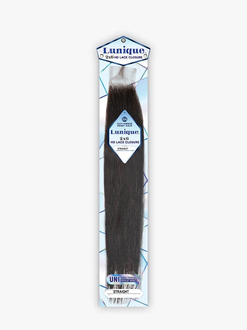 Sensationnel Lunique 15A 100% Virgin Remy Human Hair 2x6 HD Lace Closure - Straight 12" - Braids and Wigs