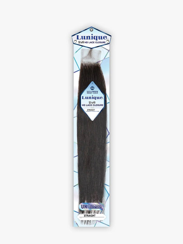 Sensationnel Lunique 15A 100% Virgin Remy Human Hair 2x6 HD Lace Closure - Straight 12" - Braids and Wigs