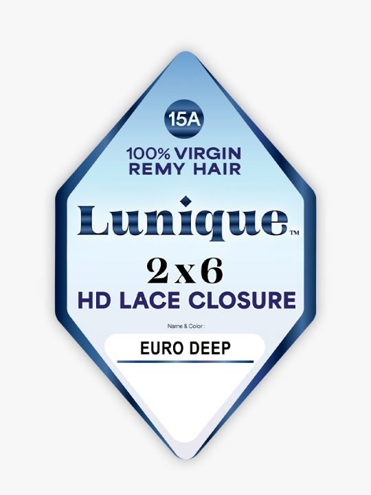 Sensationnel Lunique 15A 100% Virgin Remy Human Hair 2x6 HD Lace Closure - Euro Deep 12" - Braids and Wigs