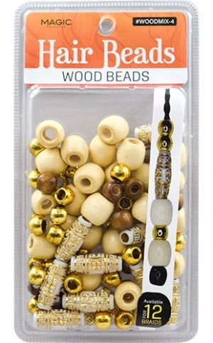 Magic Collection Hair Beads Mix Wood