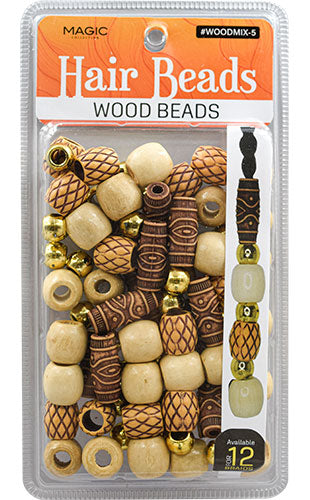 Magic Collection Hair Beads Mix Wood