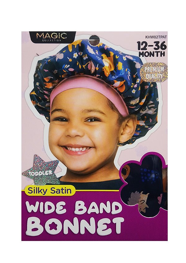 Magic Collection Toddler Silky Satin Wide Bonnet - Braids and Wigs