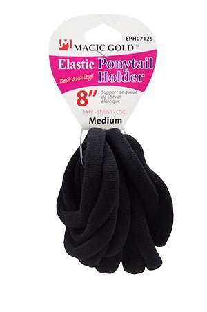 Magic Gold Ponytail Holder - Elastic (8") - Black - Braids and Wigs
