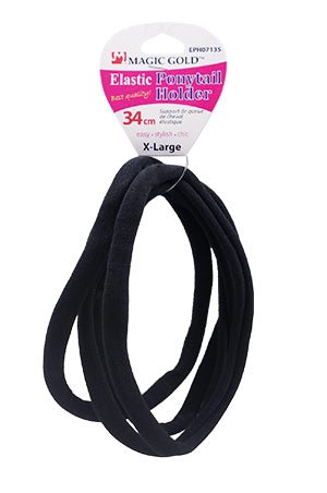 Magic Gold Ponytail Holder - Elastic (34cm) - Black - Braids and Wigs