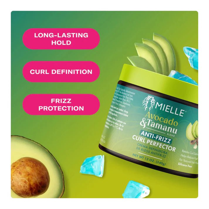 Mielle Avocado & Tamanu Anti Frizz Curl Perfector Cream (12oz) - Braids and Wigs