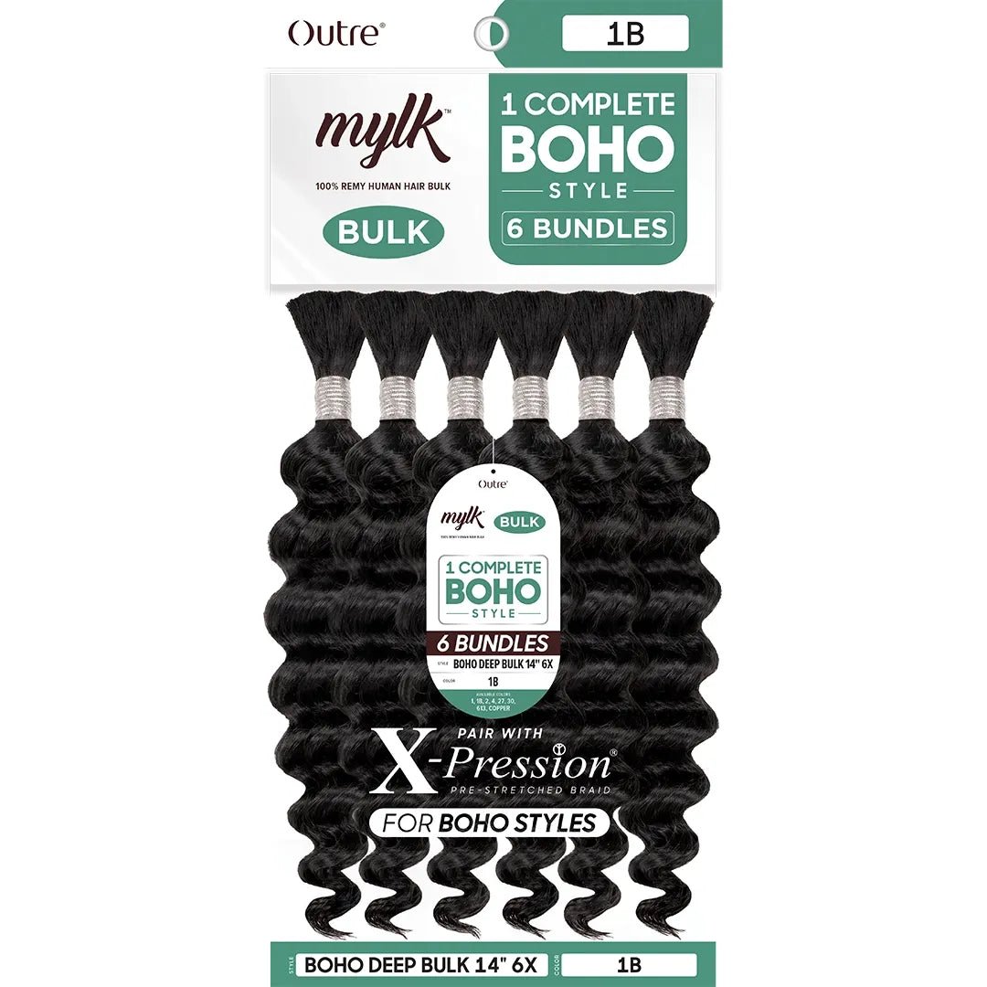 Outre Remi Human Hair Braids Mylk Boho Deep Bulk 14" 6X - Braids and Wigs