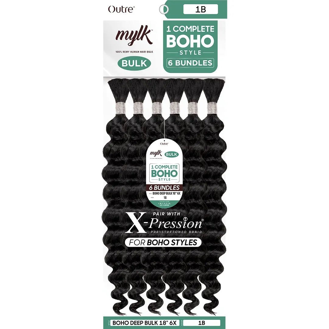 Outre Remi Human Hair Braids Mylk Boho Deep Bulk 18" 6X - Braids and Wigs