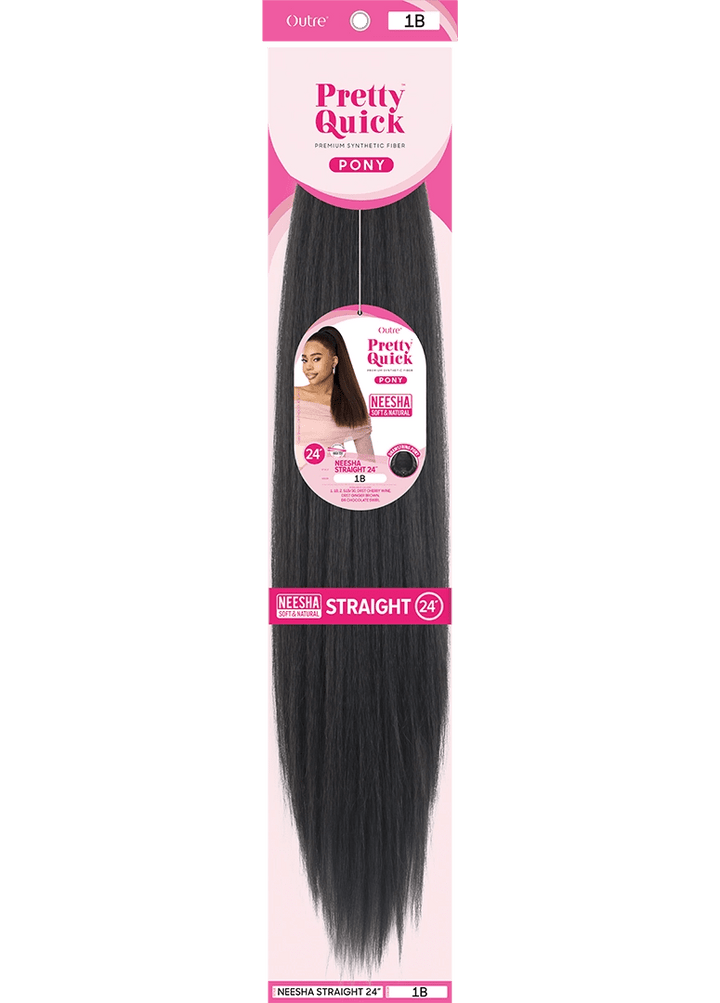 Outre Pretty Quick Drawstring Pony - Neesha Straight 24" - Braids and Wigs