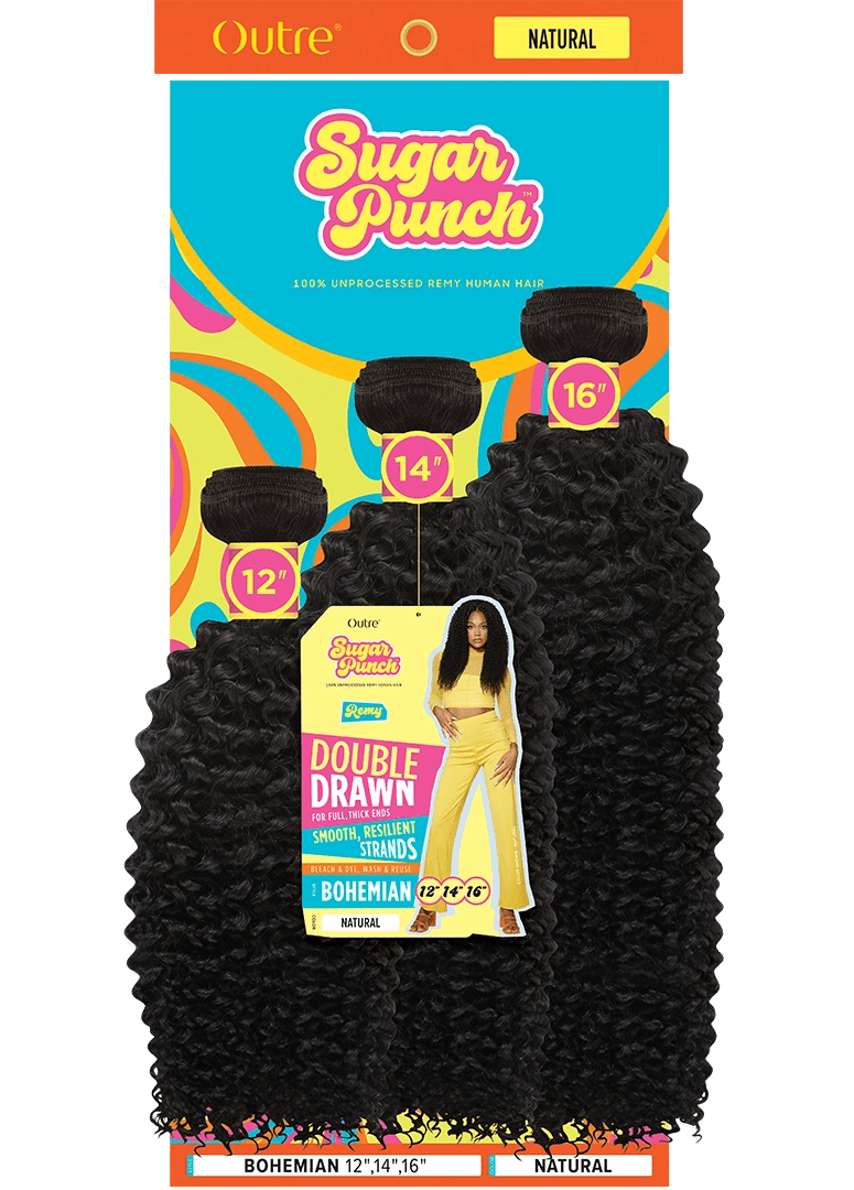 Outre Sugar Punch Wet & Wavy 100% Unprocessed Remy Human Hair - Bohemian Multi - Braids and Wigs