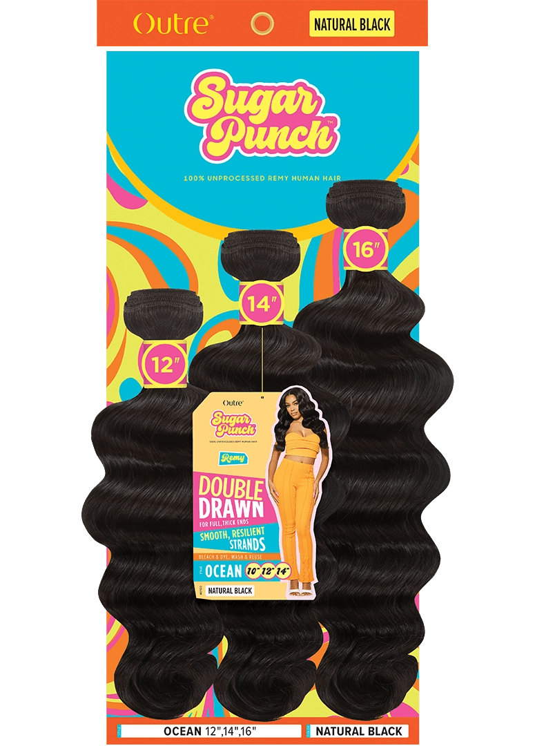 Outre Sugar Punch Wet & Wavy 100% Unprocessed Remy Human Hair - Ocean Multi - Braids and Wigs