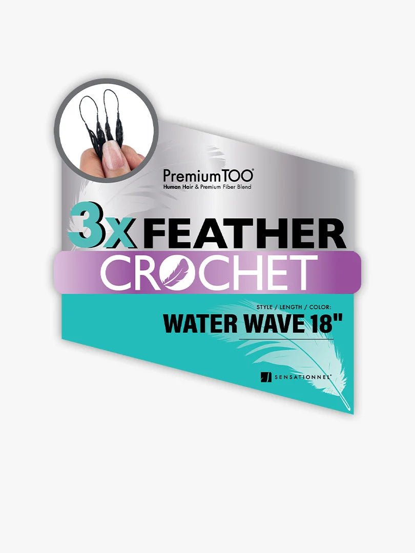 Sensationnel Premium Too 100% Human Hair Premium Fiber Blend 3X Feather Crochet Braids - Water Wave 18" - Braids and Wigs