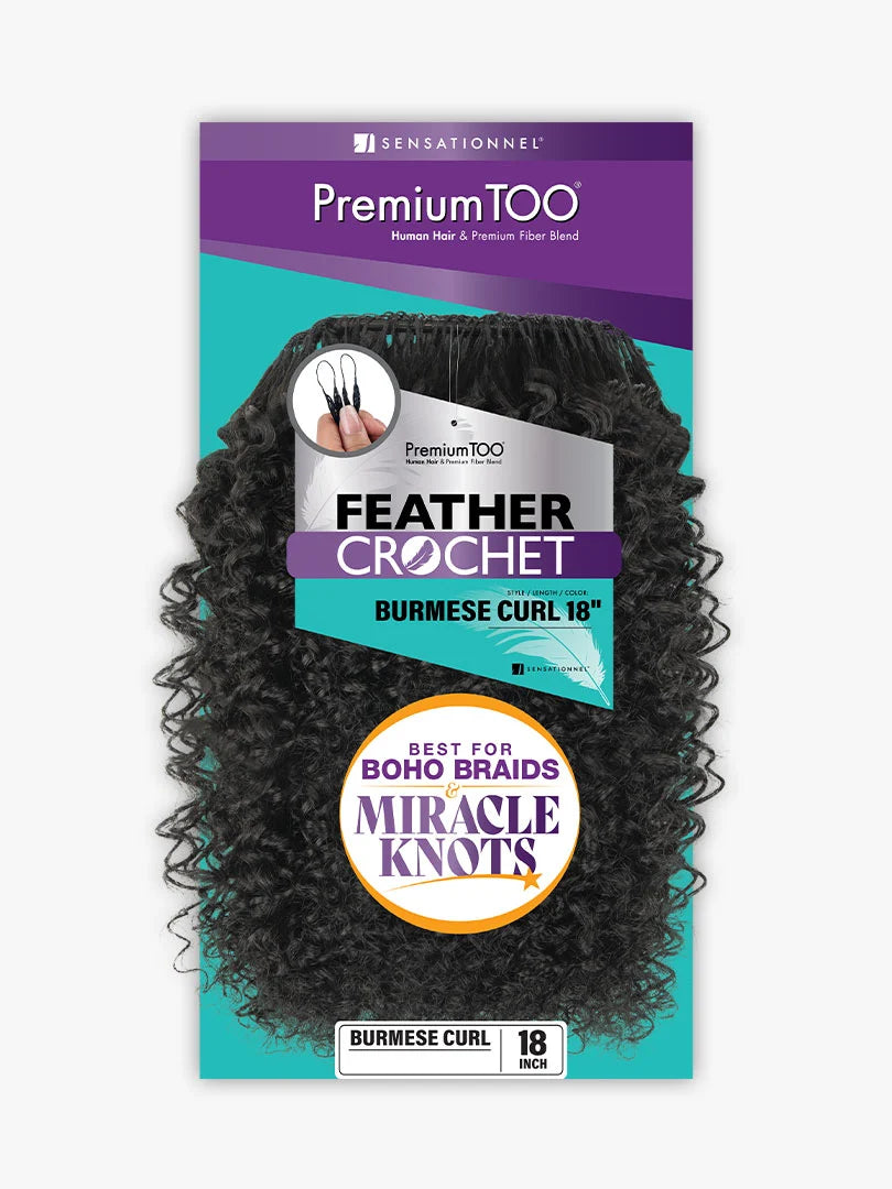 Sensationnel Premium Too 100% Human Hair & Premium Fiber Blend Feather Crochet Braids - Burmese Curl 18"