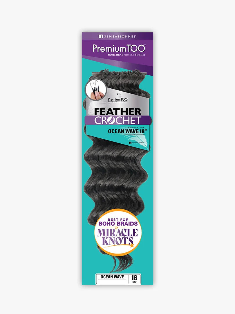 Sensationnel Premium Too 100% Human Hair & Premium Fiber Blend Feather Crochet Braids - Ocean Wave 18"