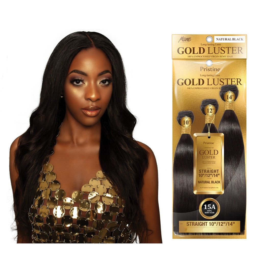 Mane Concept Pristine Unprocessed Virgin Remy 15A Gold Luster 100% Human Hair Extension - STRAIGHT 20"/22"/24"