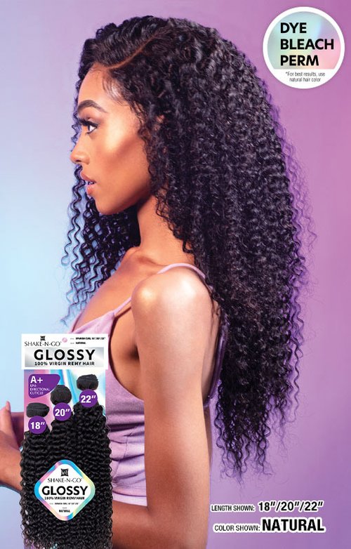 Shake N Go Freetress Glossy 100% Virgin Remy Hair Weave - SPANISH CURL 18"/20"/22"