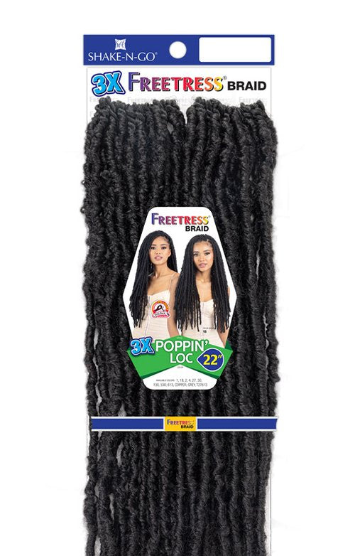 Shake N Go Freetress Synthetic Pre-Looped Crochet Braids - 3X POPPIN' LOC 22"