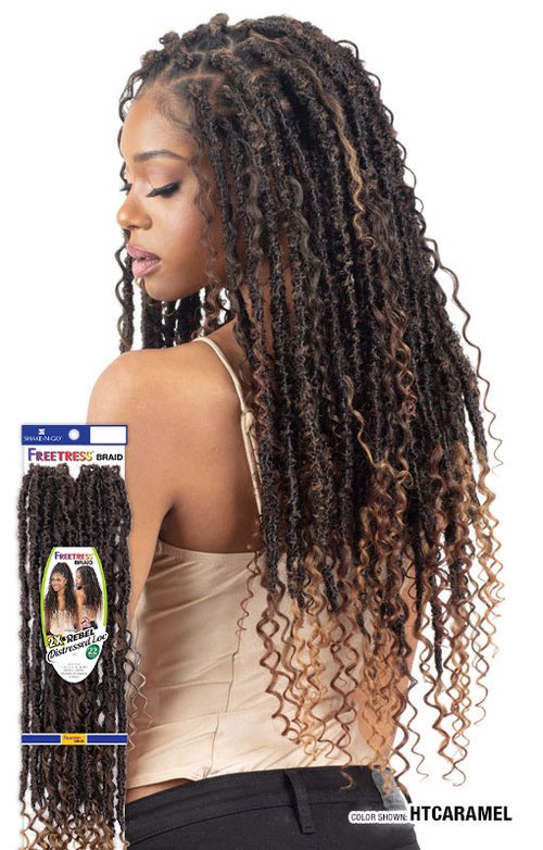 Shake N Go Freetress Synthetic Hair Pre-Looped Crochet Braids - 2X REBEL DISTRESSED LOC 22"