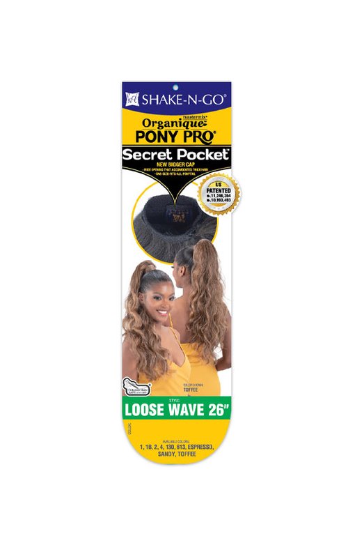 Shake N Go Freetress Organique Pony Pro Secret Pocket Ponytail - LOOSE WAVE 26"