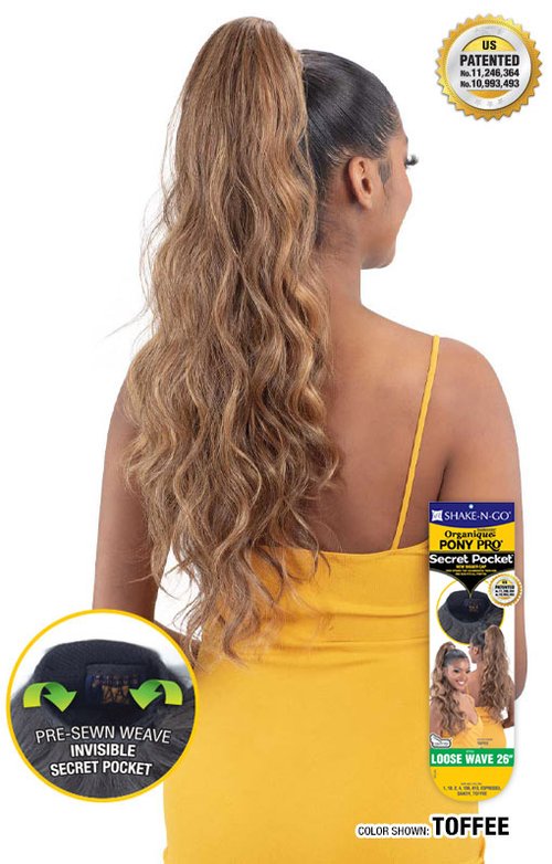 Shake N Go Freetress Organique Pony Pro Secret Pocket Ponytail - LOOSE WAVE 26"