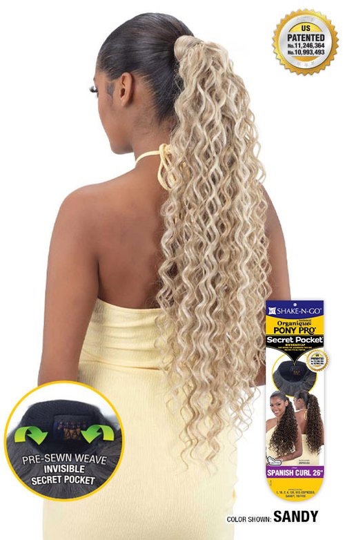 Shake N Go Freetress Organique Pony Pro Secret Pocket Ponytail - SPANISH CURL 26"