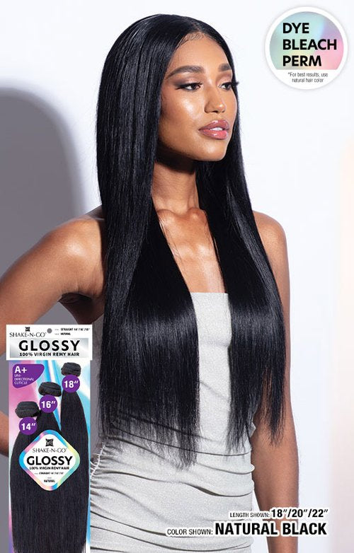 Shake N Go Freetress Glossy 100% Virgin Remy Hair Weave - STRAIGHT 14"/16"/18"