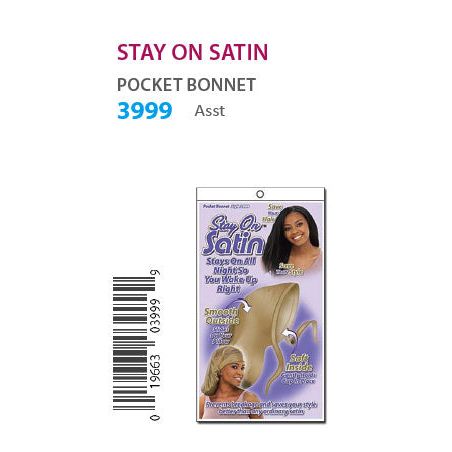 STAY ON SATIN Pocket Bonnet