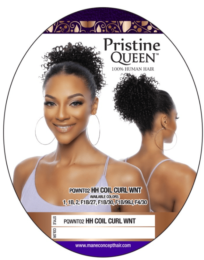 Mane Concept Pristine Queen Human Hair Drawstring - Pqwnt02 Coil Curl - Braids and Wigs