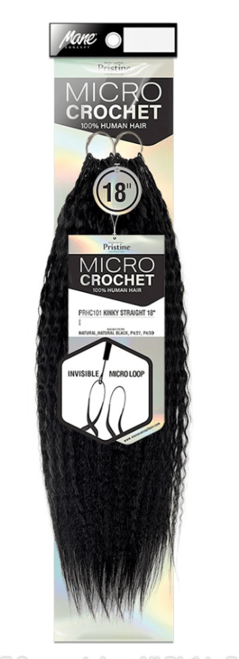 Mane Concept Human Hair Feather Micro Crochet Braids - Kinky Straight 18" - Braids and Wigs