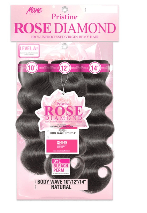 Mane Concept Pristine Rose Diamond 100% Unprocessed Virgin Remy Hair - PRD301 Body Wave - Braids and Wigs