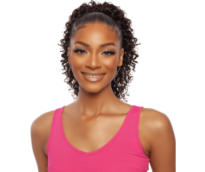 Mane Concept Pristine 100% Human Hair Deep Curly Drawstring Ponytail 16“ - Braids and Wigs