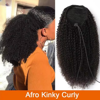 Afro Kinky Curly Drawstring Ponytail Human Hair Extensions Remy 10-32 Inch Mogolian Kinky Curly Hair Pieces Clip in Drawstring