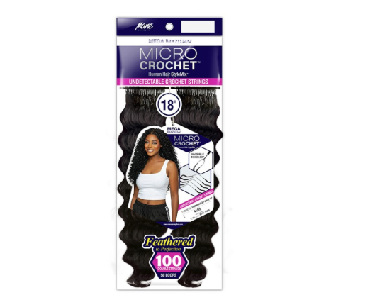 Mane Concept Micro Crotchet Human Hair StyleMix Feather Deep Wave 18‘’
