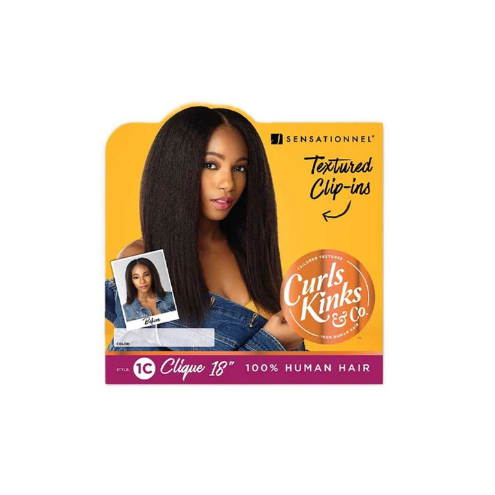 Sensationnel Curls Kinks N Co Human Hair Textured Clip - Ins - 1c Clique 14" [Natural] - Braids and Wigs