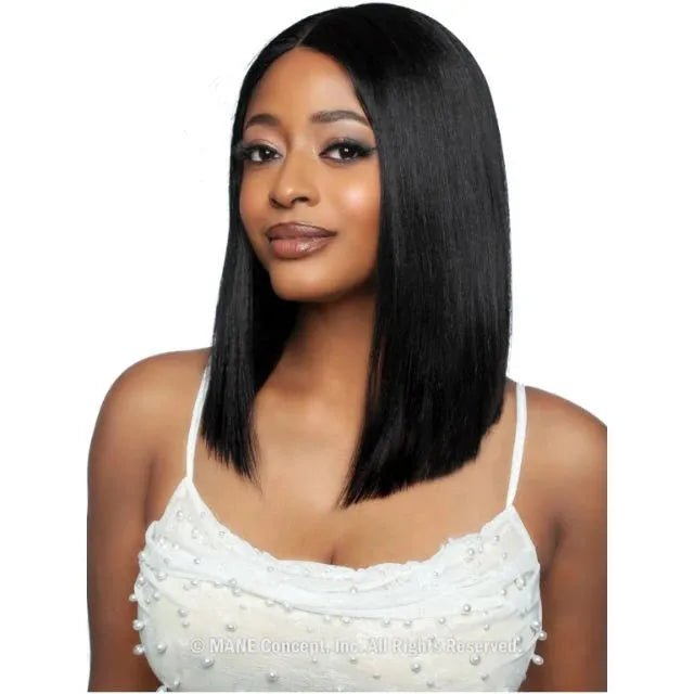 Mane Concept Trill 100% Unprocessed Human Hair HD Lace Front Wig - Tr214 11A Straight Blunt Cut 14" - Braids and Wigs