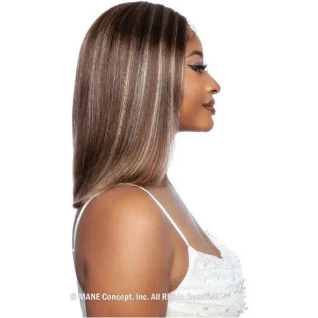 Mane Concept Trill 100% Unprocessed Human Hair HD Lace Front Wig - Tr214 11A Straight Blunt Cut 14" - Braids and Wigs