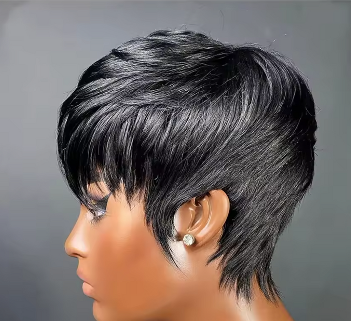 Human Hair Pixie Cut Wig Perruque Bresillienne - 6 inches