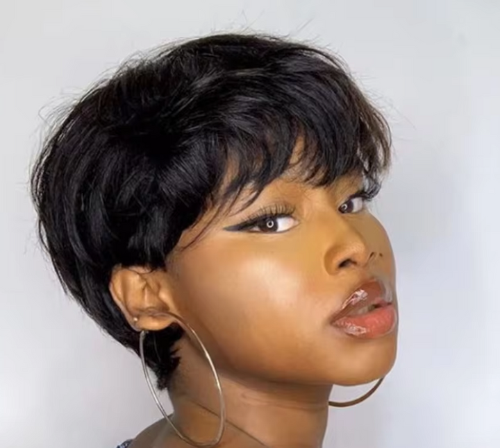 Human Hair Pixie Cut Wig Perruque Bresillienne - 6 inches