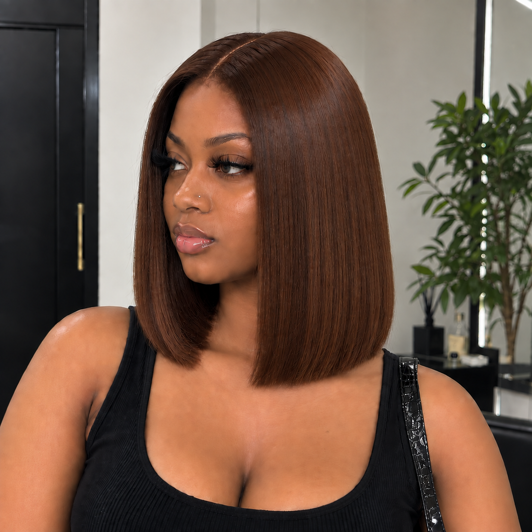 Luxury 2X6 Human Hair Wig Raw Hair 12" – Bone Straight