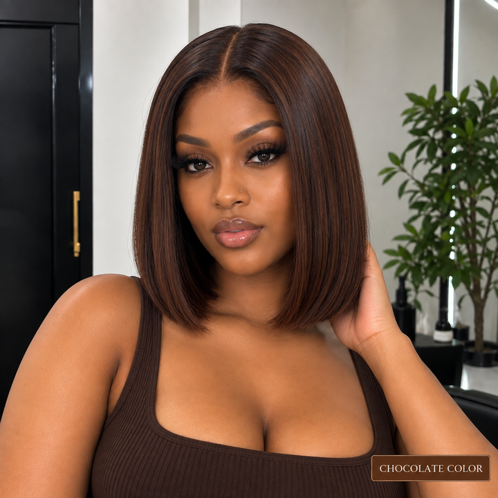 Luxury 2X6 Human Hair Bob Wig – 10" Raw Hair