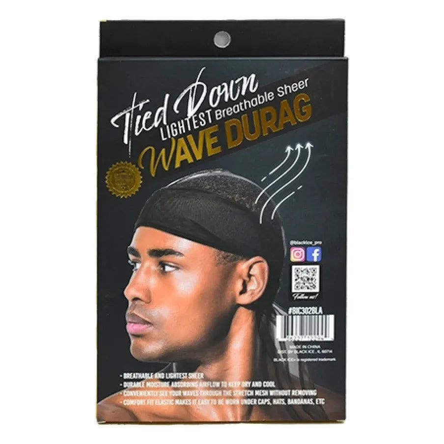 Black Ice Tied Down Lightest Breathable Wave Durag