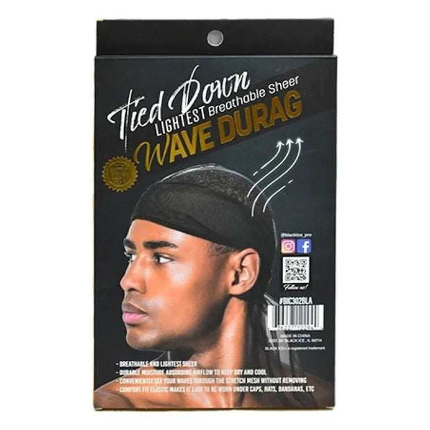 Black Ice Tied Down Lightest Breathable Wave Durag – Braids and Wigs