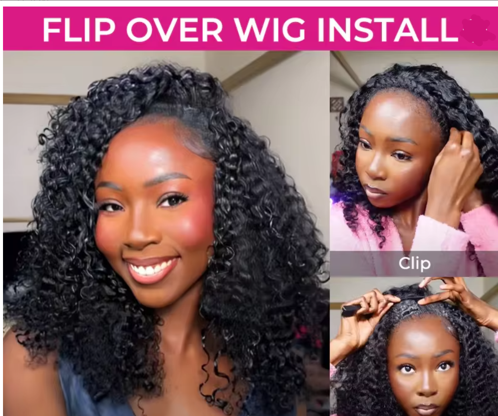 300% Density Afro Kinky Curly Human Hair Headband Wig | Glueless 3-in-1 Half Wig