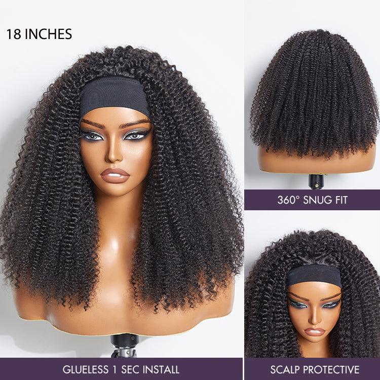 Jerry Curly No Lace Glueless Free Part Headband Wig 100% Human Hair