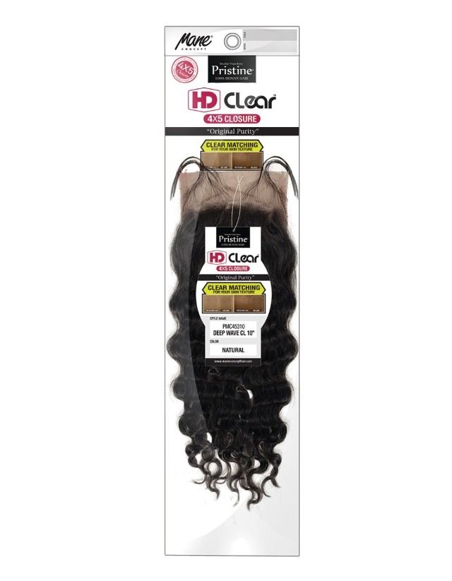 Mane Concept Pristine 100% Human Hair HD Clear 4X5 - DEEP WAVE CLOSURE 14"