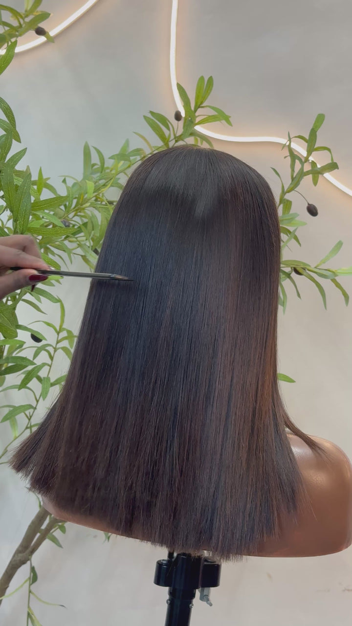 Luxury Human Hair Wig Raw Hair HD 5x5 14"- Bone Straight